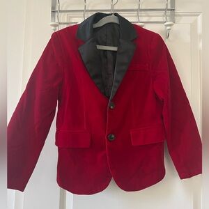 SHEIN Kids Velvet Blazer with Black Lapel